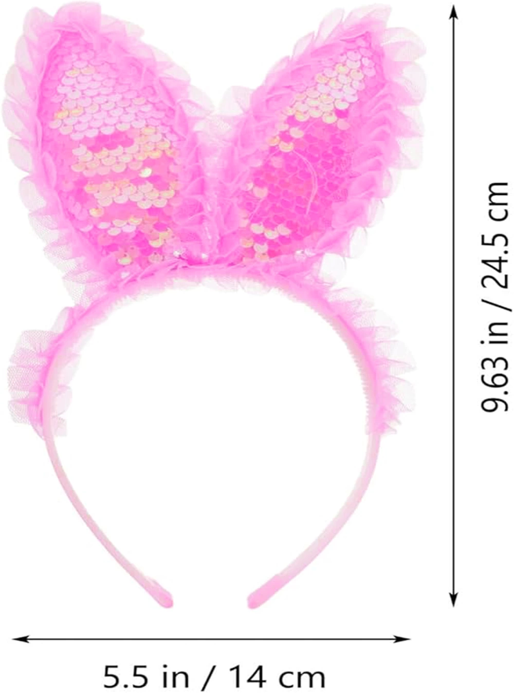 Kenarları Dantelli Fuşya Pullu Payetli Led Işıklı Tavşan Kulak Taç 23x19 Cm - Lisinya Kenarları Dantelli Fuşya Pullu Payetli Led Işıklı Tavşan Kulak Taç 23x19 Cm - Lisinya