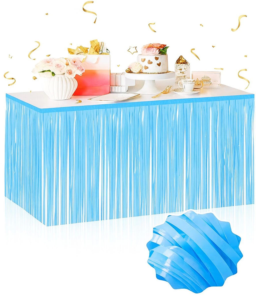 Kendinden Yapışkanlı Makaron Mavi Püsküllü Masa Eteği – 75 X 275 Cm Parti Süslemesi - Lisinya Kendinden Yapışkanlı Makaron Mavi Püsküllü Masa Eteği – 75 X 275 Cm Parti Süslemesi - Lisinya