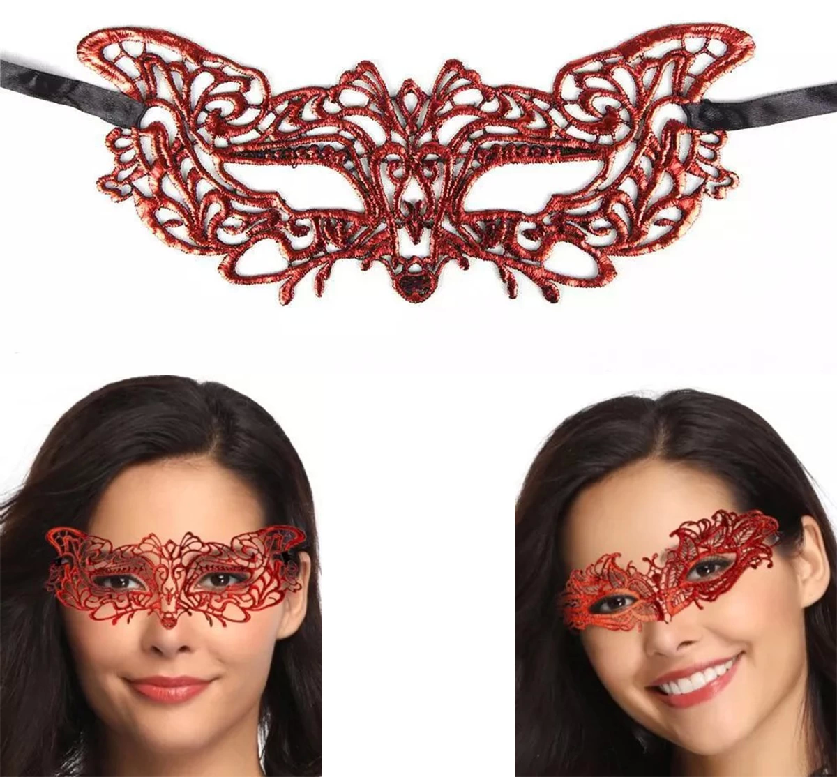 Kırmızı Dantel Masquerade Maskesi 9 No - Lisinya Kırmızı Dantel Masquerade Maskesi 9 No - Lisinya