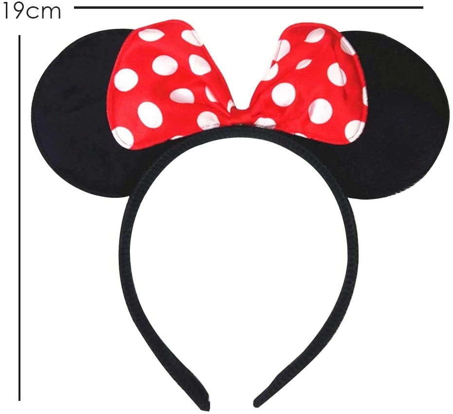 Kırmızı Fiyonklu Minnie Mouse Taç Fare Tacı Kafa Bandı - Lisinya