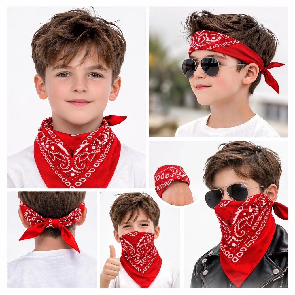 Kırmızı Kovboy Fuları Çocuk Bandana Western Desenli Boyun Fuları - Lisinya Kırmızı Kovboy Fuları Çocuk Bandana Western Desenli Boyun Fuları - Lisinya
