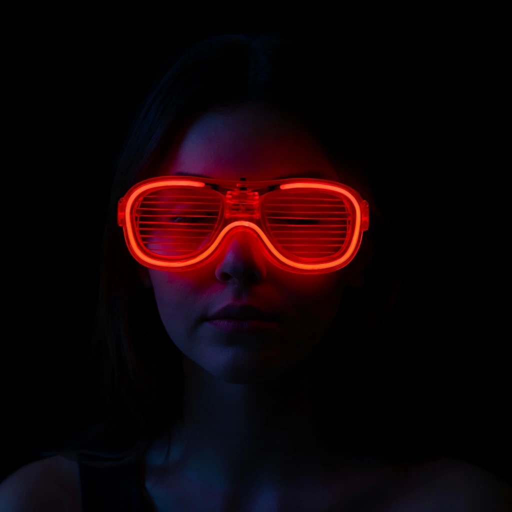 Kırmızı Led Işıklı Parti Gözlüğü - Neon Glow Şerit Gözlük 3 Modlu - Lisinya Kırmızı Led Işıklı Parti Gözlüğü - Neon Glow Şerit Gözlük 3 Modlu - Lisinya