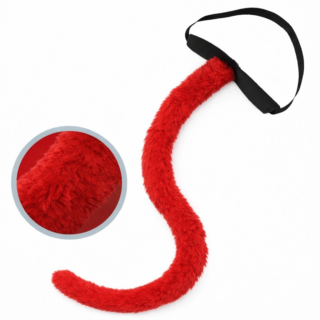 Kırmızı Peluş Kuyruk Şekil Verilebilir 70 Cm - Lisinya