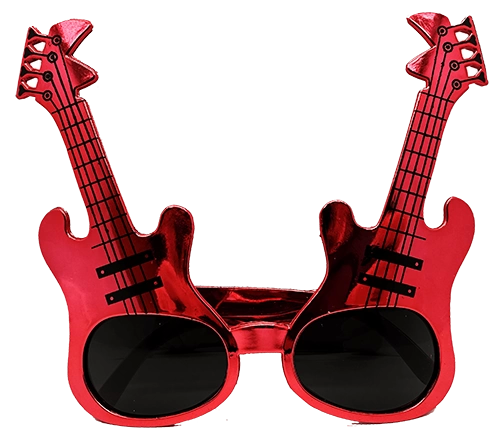 Kırmızı Renk Rockn Roll Gitar Şekilli Parti Gözlüğü 15x15 Cm - Lisinya
