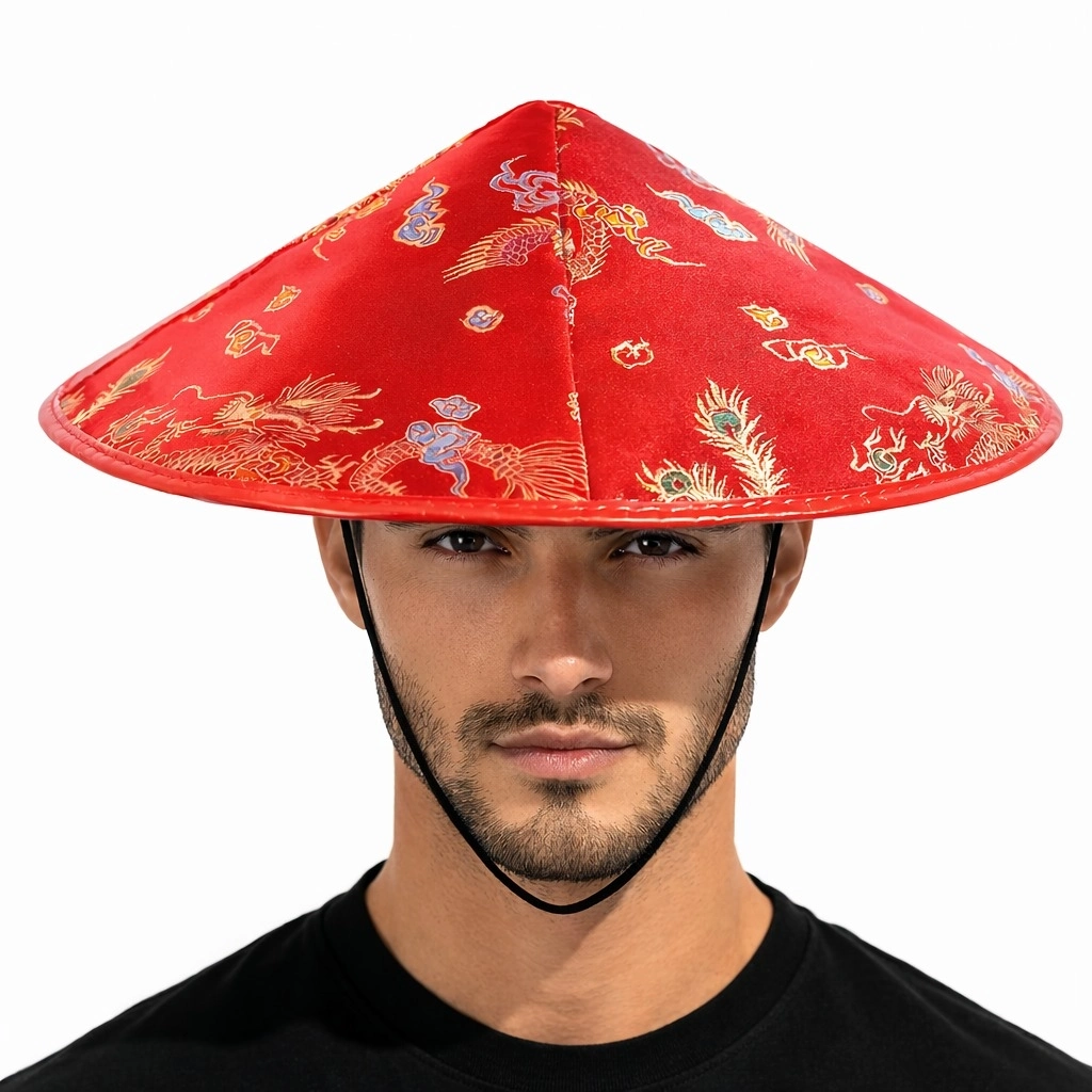 Kırmızı Saten Çin Desenli Dragon İşlemeli Şapka – Lastikli - Lisinya Kırmızı Saten Çin Desenli Dragon İşlemeli Şapka – Lastikli - Lisinya