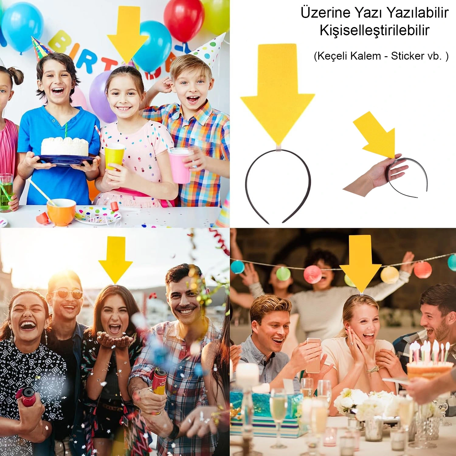 Kişiselleştirilebilir Ok Taç – Üzerine Yazı Yazılabilen Parti Tacı Sarı Renk - Lisinya Kişiselleştirilebilir Ok Taç – Üzerine Yazı Yazılabilen Parti Tacı Sarı Renk - Lisinya