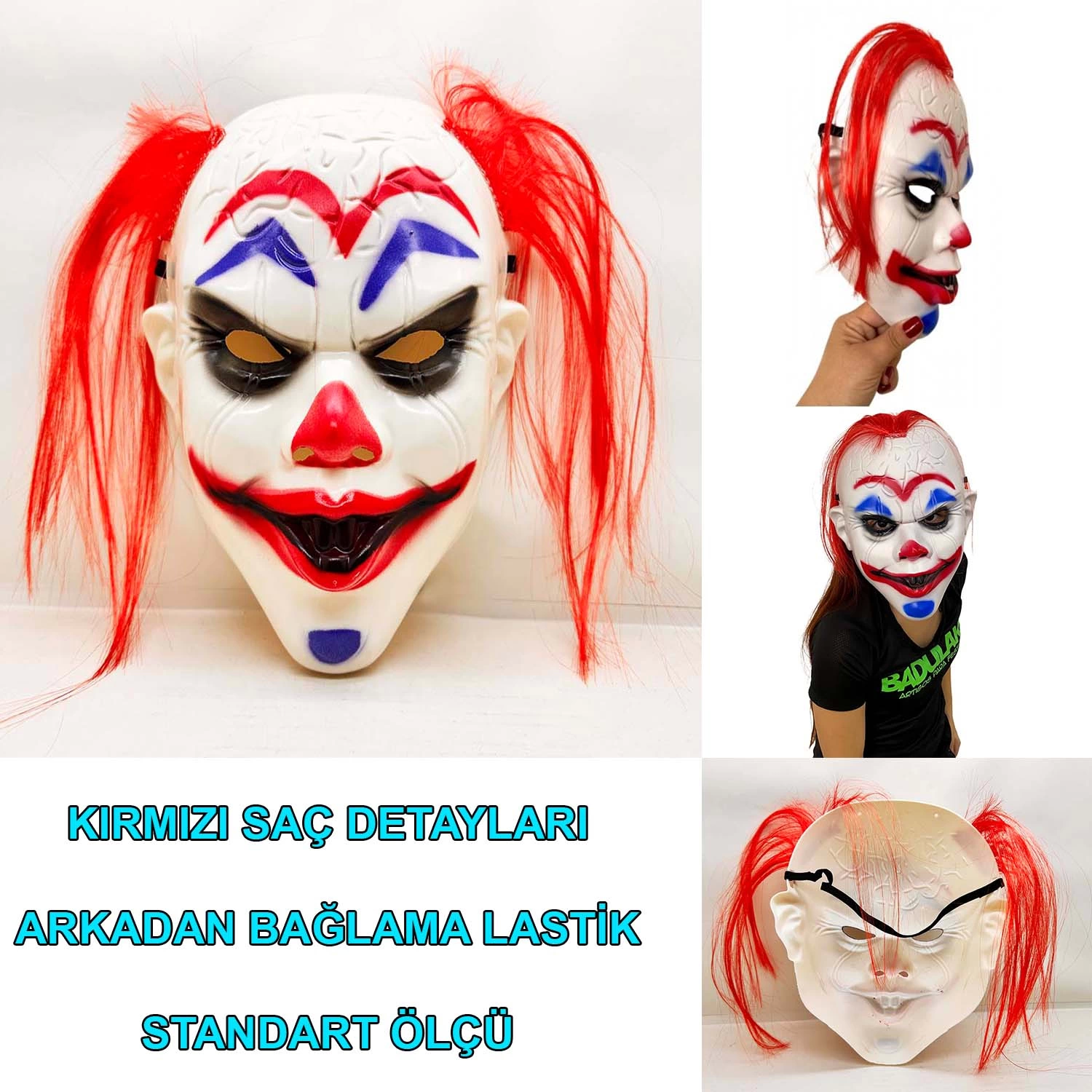 Kızıl Saçlı Joker Palyaço Maskesi - Lisinya Kızıl Saçlı Joker Palyaço Maskesi - Lisinya