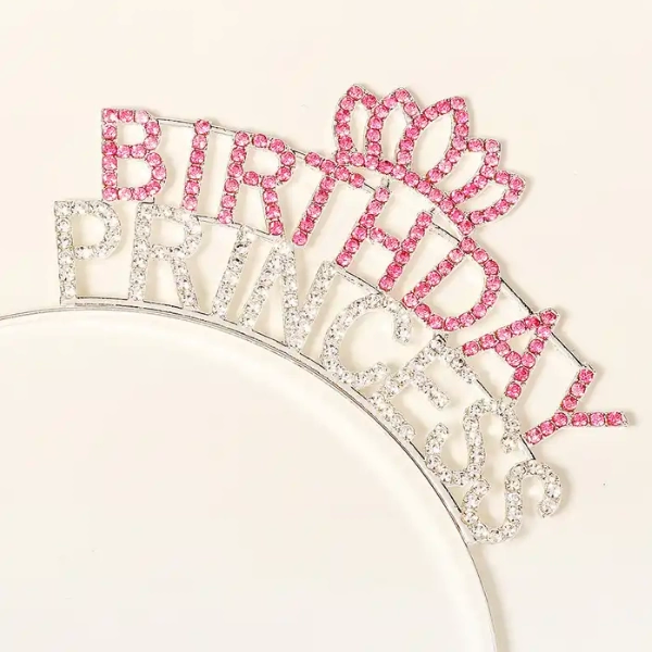 Kristal Taşlı Pembe Birthday Princess Yazılı Parti Tacı 19x11 Cm - Lisinya Kristal Taşlı Pembe Birthday Princess Yazılı Parti Tacı 19x11 Cm - Lisinya