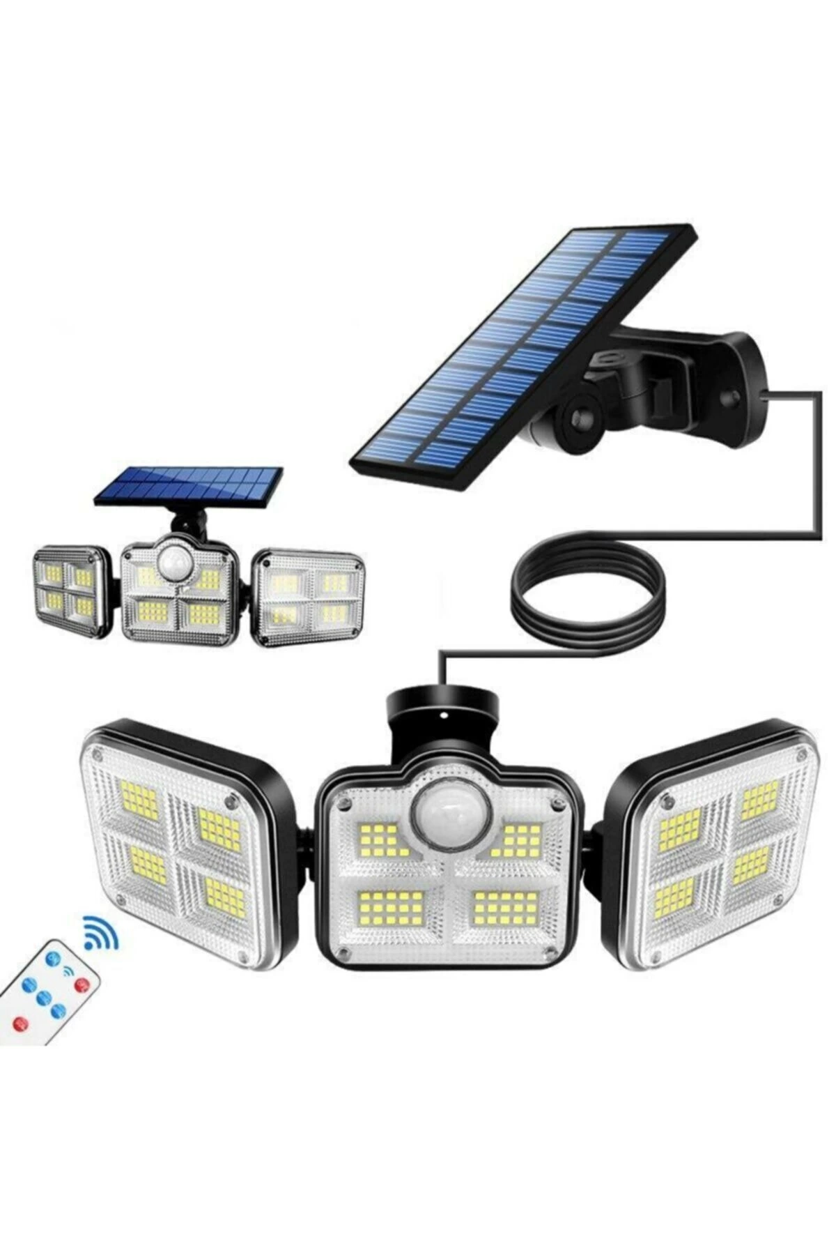 Kumandalı Solar Güneş Enerjili 122 Ledli Hareket Sensörlü Bahçe Aydınlatma Sokak Lambası - Lisinya Kumandalı Solar Güneş Enerjili 122 Ledli Hareket Sensörlü Bahçe Aydınlatma Sokak Lambası - Lisinya