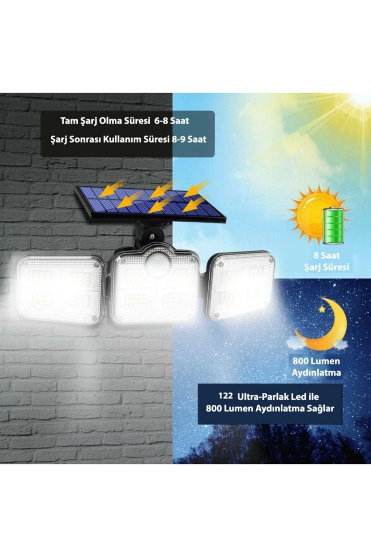 Kumandalı Solar Güneş Enerjili 122 Ledli Hareket Sensörlü Bahçe Aydınlatma Sokak Lambası - Lisinya Kumandalı Solar Güneş Enerjili 122 Ledli Hareket Sensörlü Bahçe Aydınlatma Sokak Lambası - Lisinya