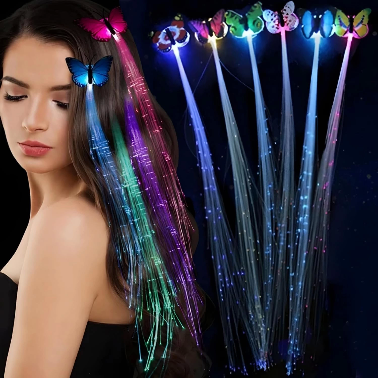 Led Fiber Optik Işıklı Kelebek Saç Klipsi 1 Adet - Lisinya Led Fiber Optik Işıklı Kelebek Saç Klipsi 1 Adet - Lisinya