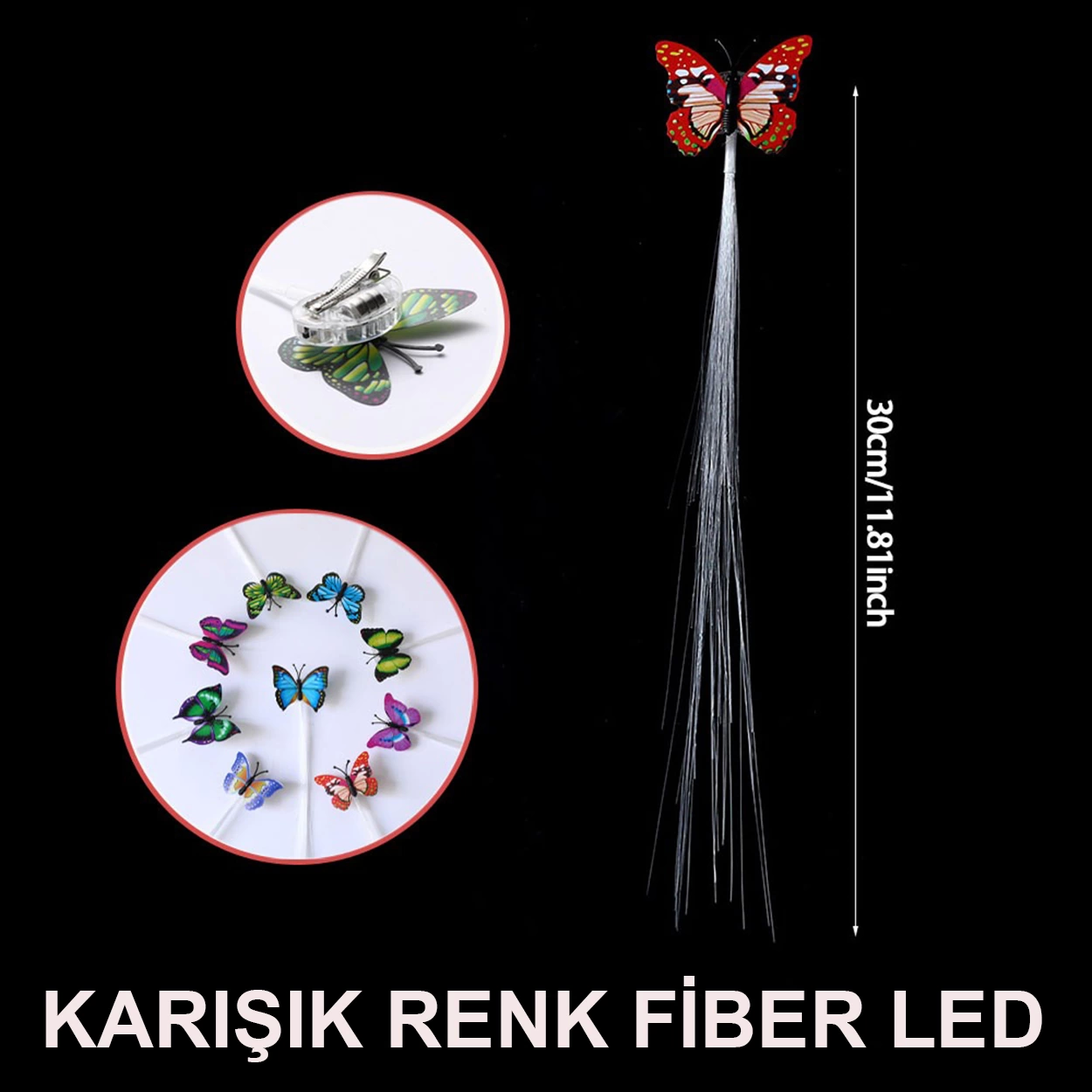 Led Fiber Optik Işıklı Kelebek Saç Klipsi 1 Adet - Lisinya Led Fiber Optik Işıklı Kelebek Saç Klipsi 1 Adet - Lisinya