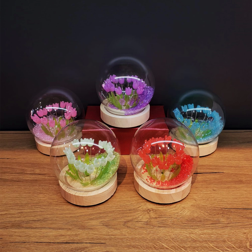 Led Işıklı Lale Cam Fanus - Lisinya