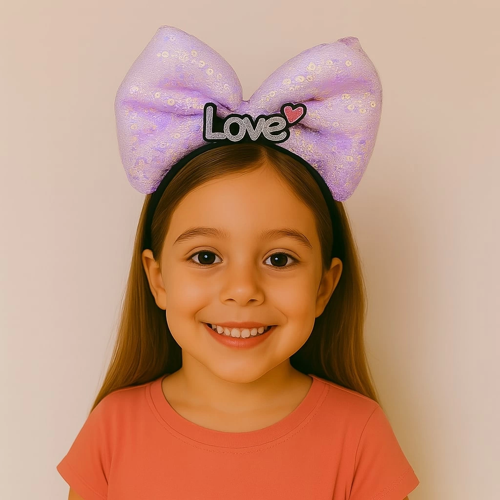 Led Işıklı Love Yazılı Mor Fiyonk Taç – Kız Çocuk Parti Tacı - Lisinya Led Işıklı Love Yazılı Mor Fiyonk Taç – Kız Çocuk Parti Tacı - Lisinya