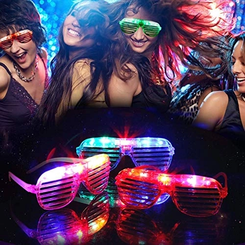 Led Işıklı Pilli Panjur Şekilli Rengarenk Yanıp Sönen Lüks Parti Gözlüğü Karışık 12 Adet - Lisinya