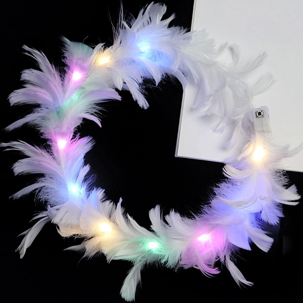 Led Işıklı Rengarenk Yanan 3 Fonksiyonlu Otrişli Parti Tacı Beyaz Renk 12x12 Cm - Lisinya