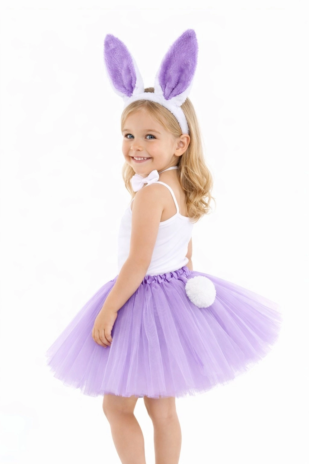 Lila Mor Tavşan Kostüm Seti Kız Çocuk – Tütü Etekli 4 Parça - Lisinya