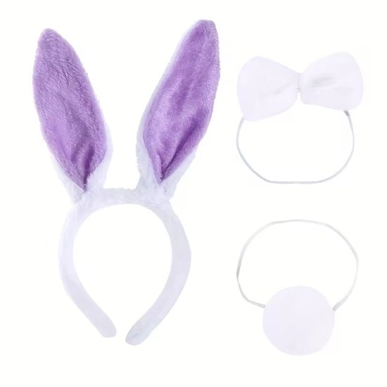 Lila Mor Tavşan Kostüm Seti Kız Çocuk – Tütü Etekli 4 Parça - Lisinya