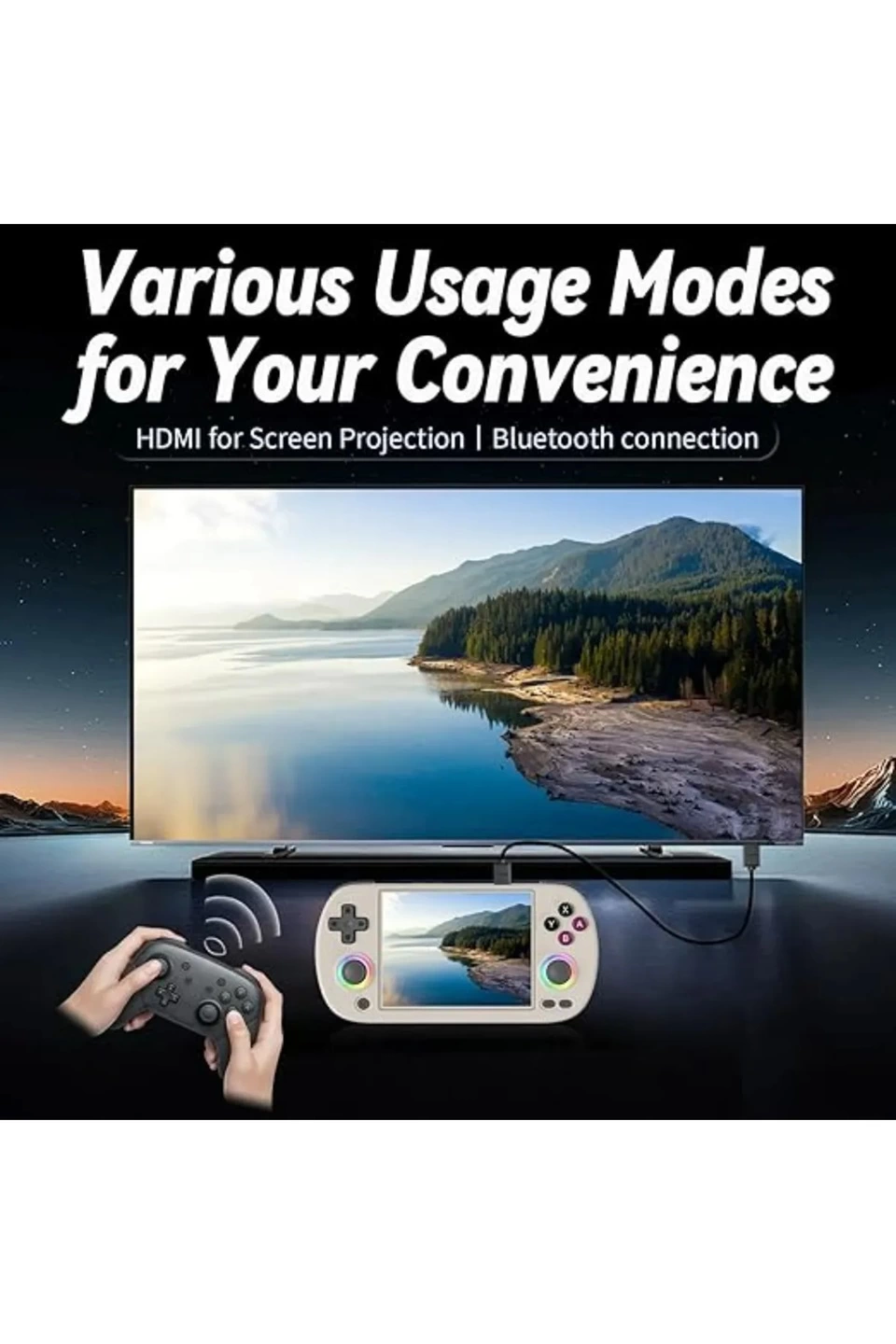 M22 Pro Retro Oyun Konsolu 5.0 ’’ıps Ekran Dahili 20000+ Oyun Emülatörleri Rgb Led Joystick - Lisinya