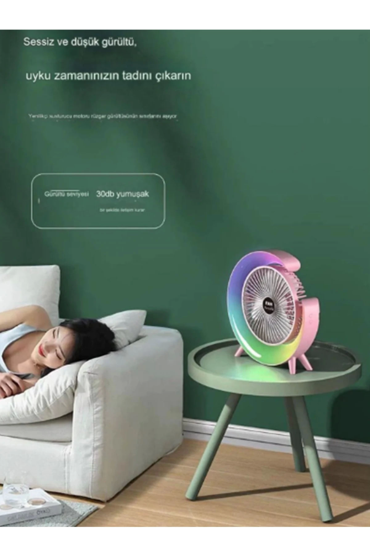 Masaüstü Vantilatör Usb Şarjlı Rgb Led Işıklı 3 Kademeli 180° Ayarlanabilir Soğutucu Fan Mavi - Lisinya Masaüstü Vantilatör Usb Şarjlı Rgb Led Işıklı 3 Kademeli 180° Ayarlanabilir Soğutucu Fan Mavi - Lisinya