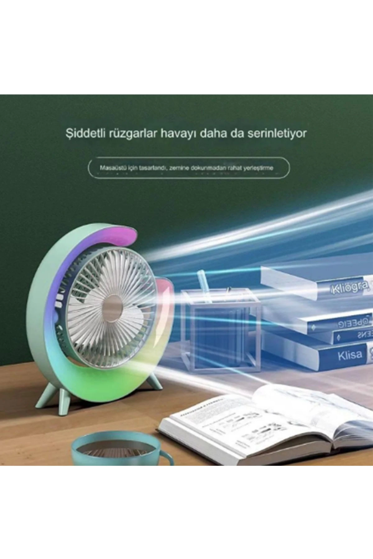 Masaüstü Vantilatör Usb Şarjlı Rgb Led Işıklı 3 Kademeli 180° Ayarlanabilir Soğutucu Fan Pembe - Lisinya Masaüstü Vantilatör Usb Şarjlı Rgb Led Işıklı 3 Kademeli 180° Ayarlanabilir Soğutucu Fan Pembe - Lisinya