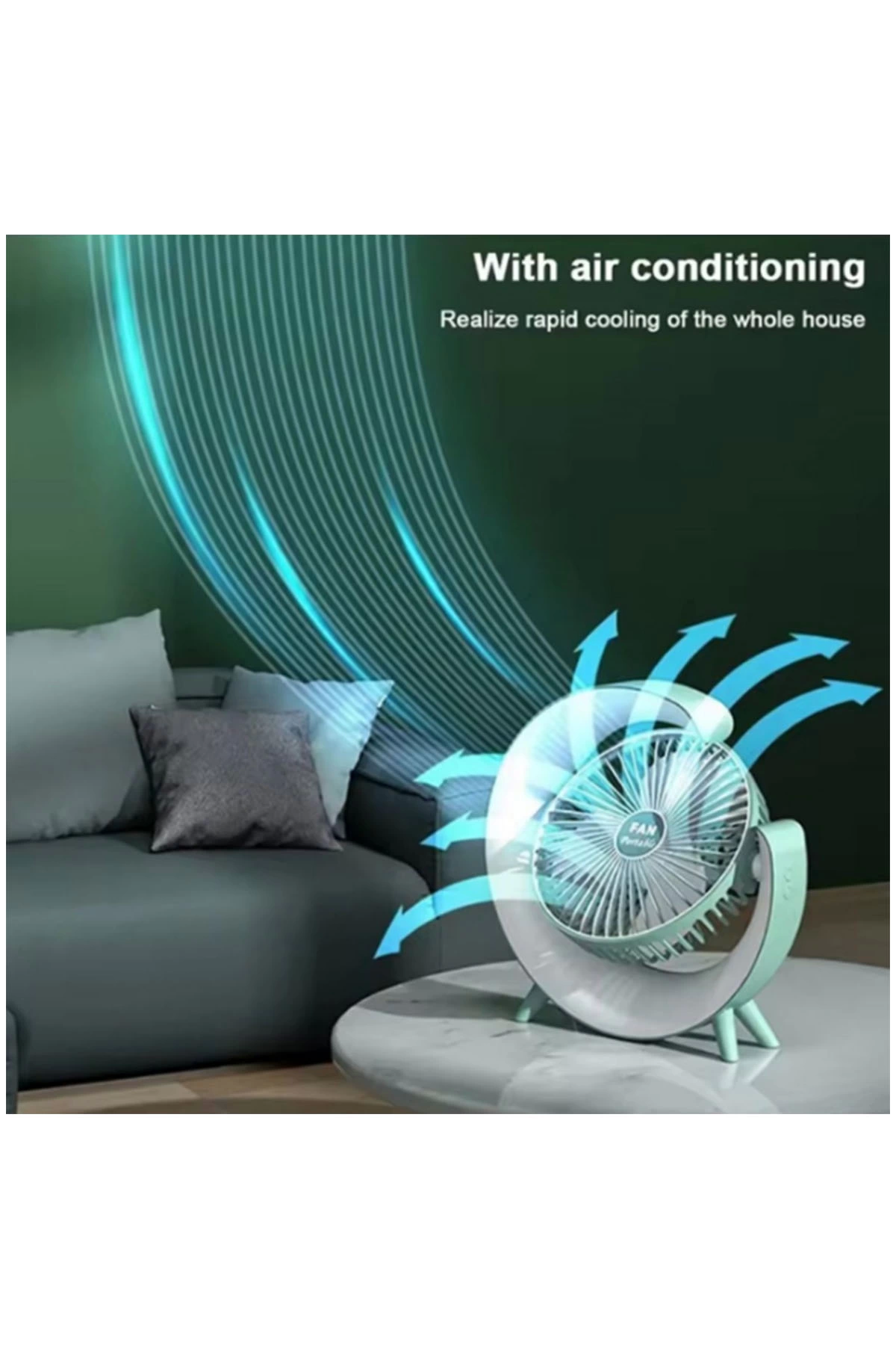 Masaüstü Vantilatör Usb Şarjlı Rgb Led Işıklı 3 Kademeli 180° Ayarlanabilir Soğutucu Fan Yeşil - Lisinya Masaüstü Vantilatör Usb Şarjlı Rgb Led Işıklı 3 Kademeli 180° Ayarlanabilir Soğutucu Fan Yeşil - Lisinya