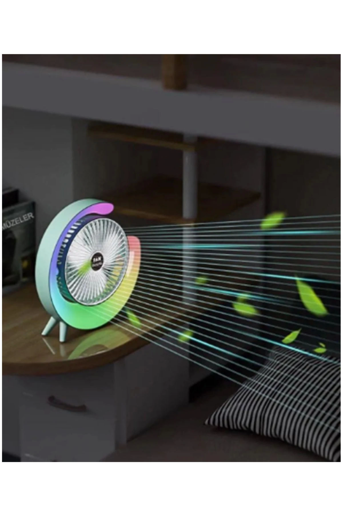 Masaüstü Vantilatör Usb Şarjlı Rgb Led Işıklı 3 Kademeli 180° Ayarlanabilir Soğutucu Fan Yeşil - Lisinya Masaüstü Vantilatör Usb Şarjlı Rgb Led Işıklı 3 Kademeli 180° Ayarlanabilir Soğutucu Fan Yeşil - Lisinya