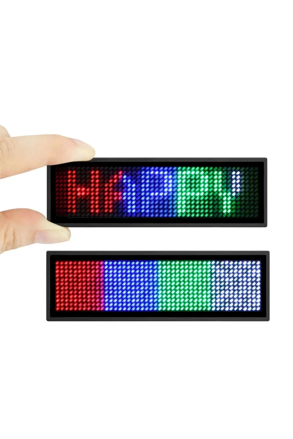 Matrix Kayan Led Yaka Rozeti Mobil Kontrollü Dijital Etiket 9×3cm - Lisinya Matrix Kayan Led Yaka Rozeti Mobil Kontrollü Dijital Etiket 9×3cm - Lisinya