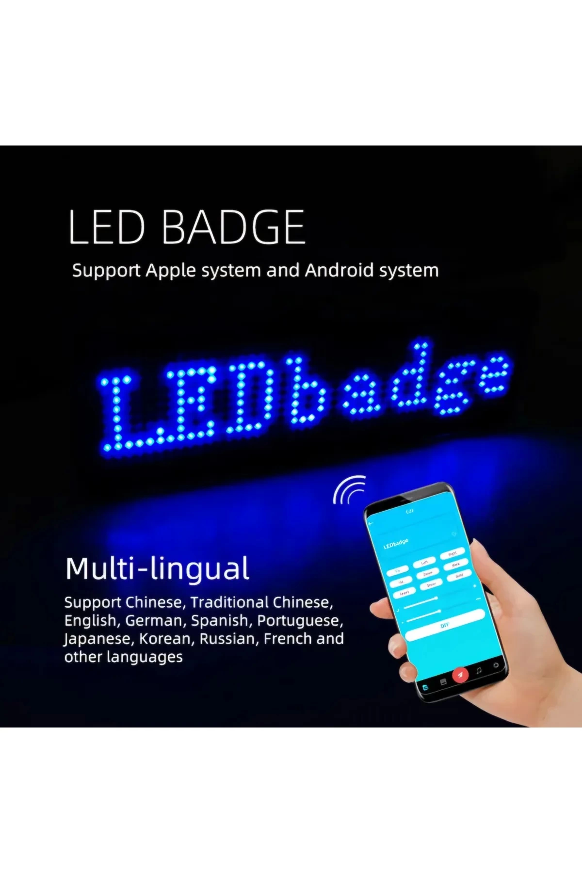 Matrix Kayan Led Yaka Rozeti Mobil Kontrollü Dijital Etiket 9×3cm - Lisinya Matrix Kayan Led Yaka Rozeti Mobil Kontrollü Dijital Etiket 9×3cm - Lisinya