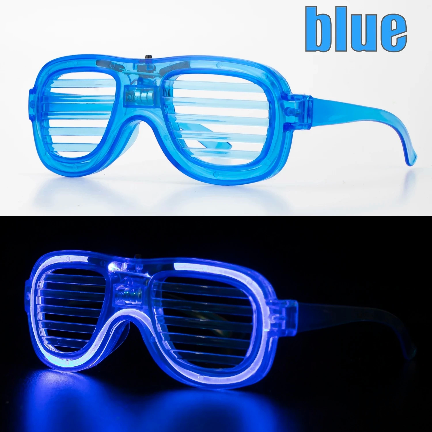 Mavi Led Işıklı Parti Gözlüğü - Neon Glow Şerit Gözlük 3 Modlu - Lisinya
