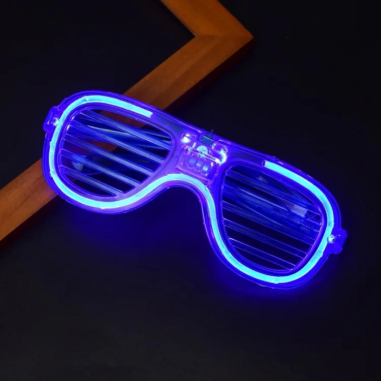 Mavi Led Işıklı Parti Gözlüğü - Neon Glow Şerit Gözlük 3 Modlu - Lisinya