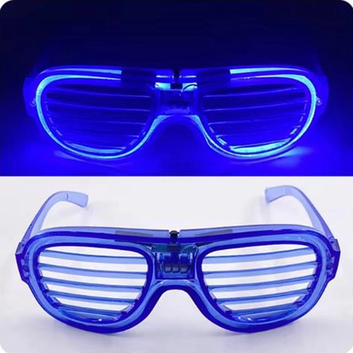 Mavi Led Işıklı Parti Gözlüğü - Neon Glow Şerit Gözlük 3 Modlu - Lisinya