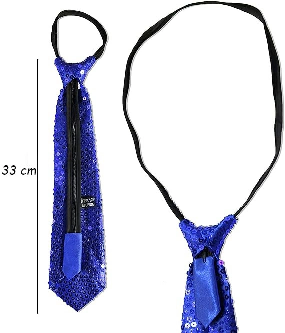 Mavi Pul Payetli Işıltılı Parti Kravatı 33 Cm - Lisinya