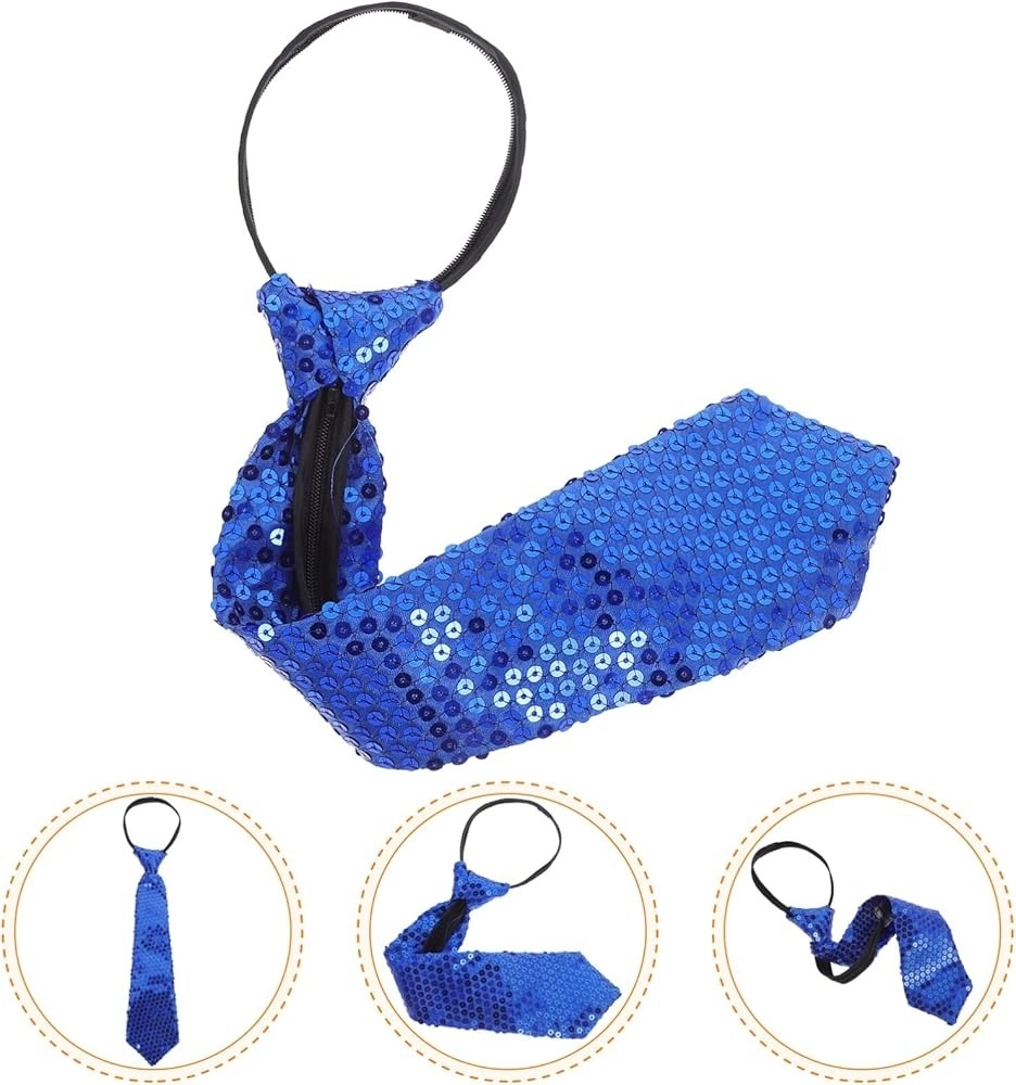 Mavi Pul Payetli Işıltılı Parti Kravatı 33 Cm - Lisinya