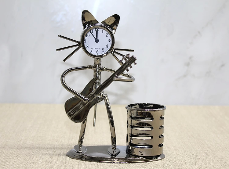 Metal Gitar Çalan Kedi Müzisyen Saat Ve Kalemlik Alk4345 - Lisinya