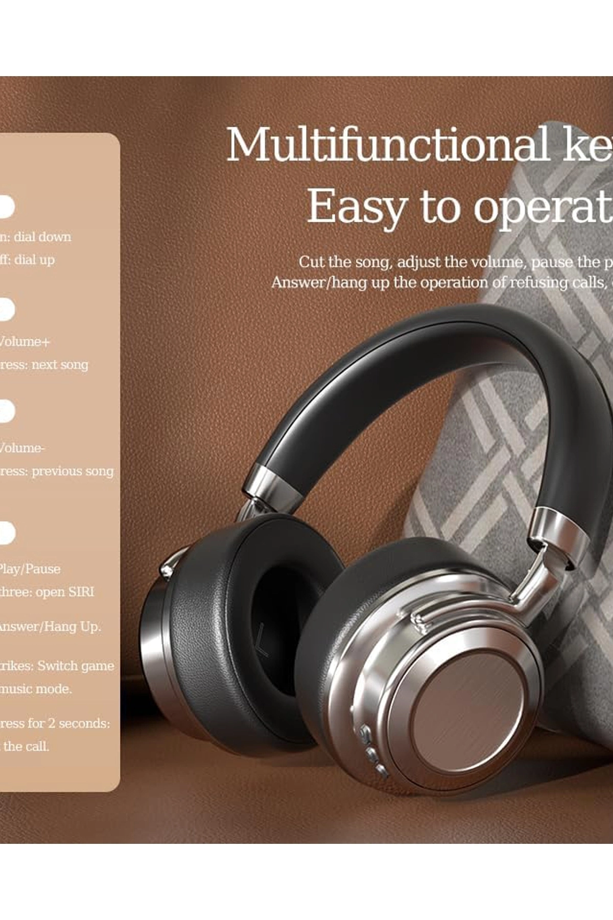 Metal Kulak Üstü Kablosuz Bluetooth Kulaklık Hybrid Anc Type-c Hızlı Şarj Bluetooth 6.0 - Lisinya