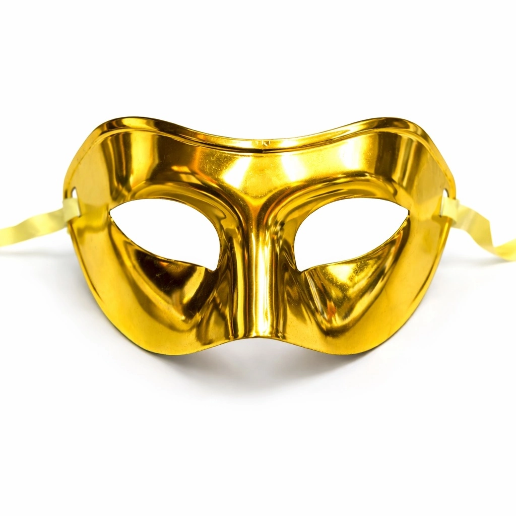 Metalize Parlak Parti Maskesi Altın Gold Renk 16x7 Cm - Lisinya