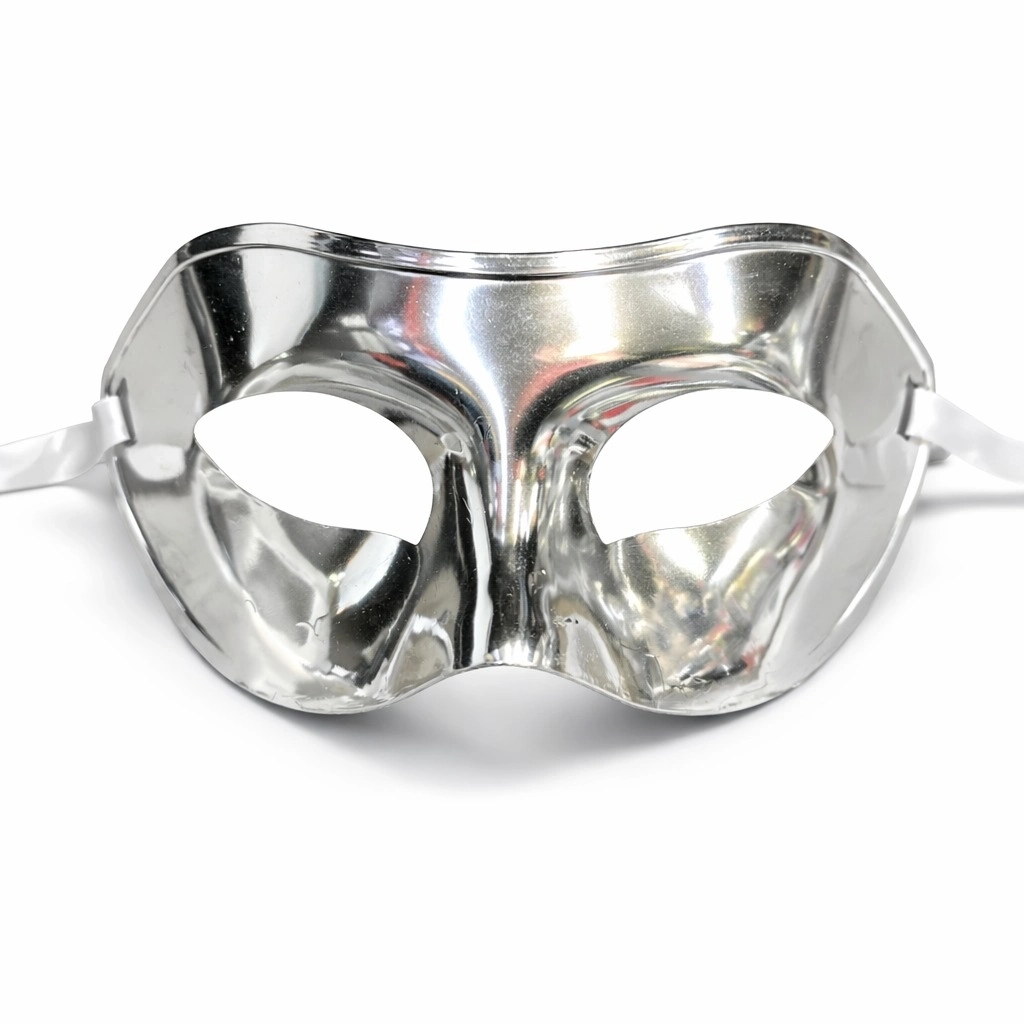 Metalize Parlak Parti Maskesi Gümüş Renk 16x7 Cm - Lisinya