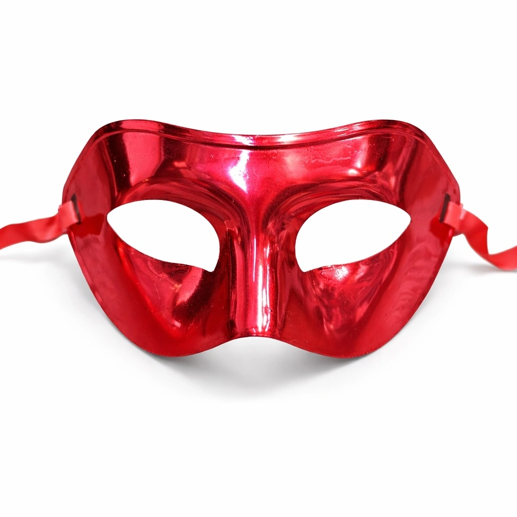 Metalize Parlak Parti Maskesi Kırmızı Renk 16x7 Cm - Lisinya