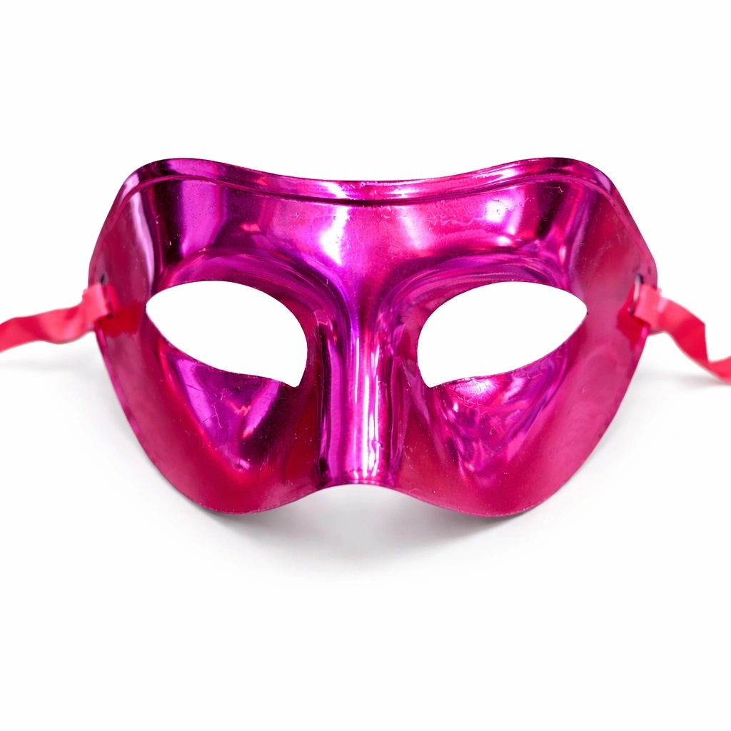 Metalize Parlak Parti Maskesi Pembe Renk 16x7 Cm - Lisinya