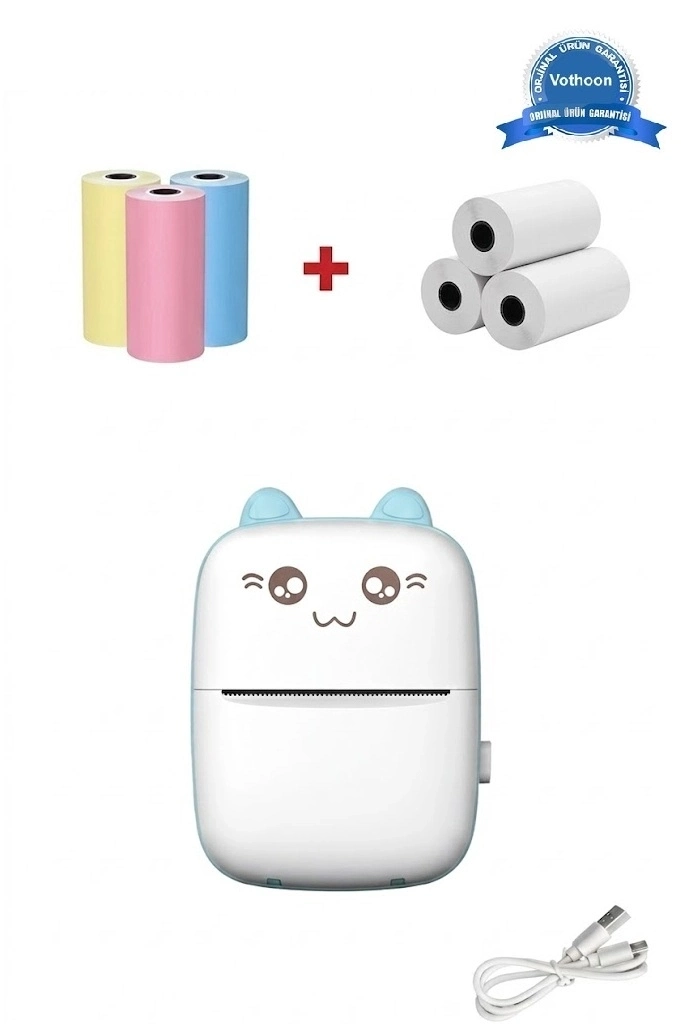 Mini Fotoğraf Yazıcı Kablosuz Etiket Yazıcı Baskı Makinesi Ios Android Uyumlu Termal Printer Mavi - Lisinya