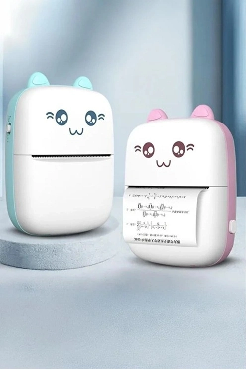 Mini Fotoğraf Yazıcı Kablosuz Etiket Yazıcı Baskı Makinesi Ios Android Uyumlu Termal Printer Mavi - Lisinya