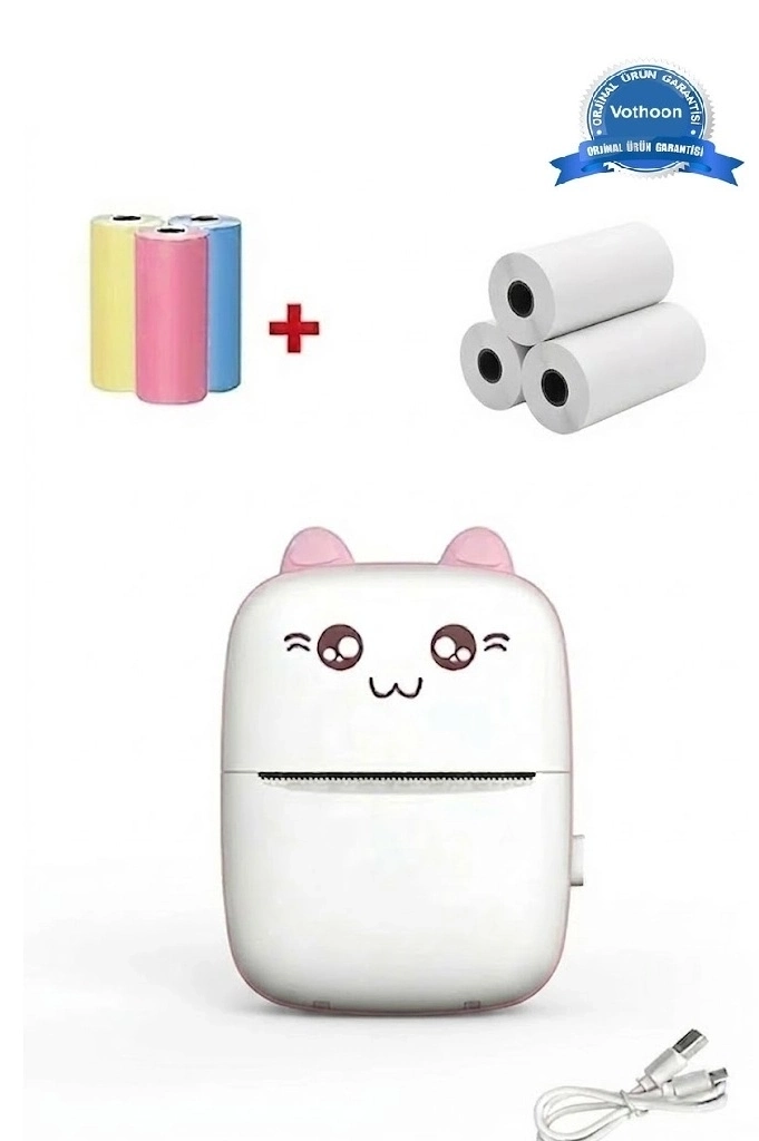 Mini Fotoğraf Yazıcı Kablosuz Etiket Yazıcı Baskı Makinesi Ios Android Uyumlu Termal Printer Pembe - Lisinya