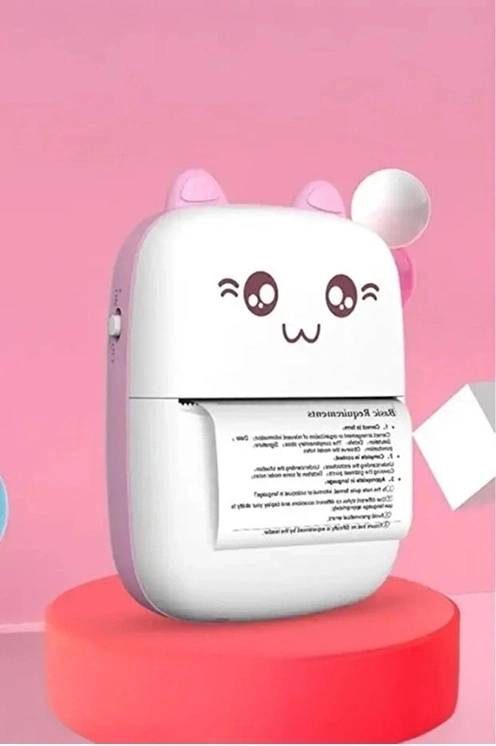 Mini Fotoğraf Yazıcı Kablosuz Etiket Yazıcı Baskı Makinesi Ios Android Uyumlu Termal Printer Pembe - Lisinya