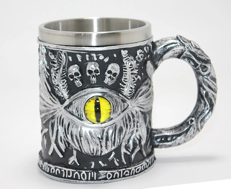 Mistik Ejderha Gözü 3d Kabartmalı Paslanmaz Çelik Kupa Bardak Alk4371 - Lisinya