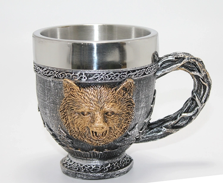 Mitolojik Ayı Figürlü 3d Kabartmalı Paslanmaz Çelik Kupa Bardak Alk4479 - Lisinya