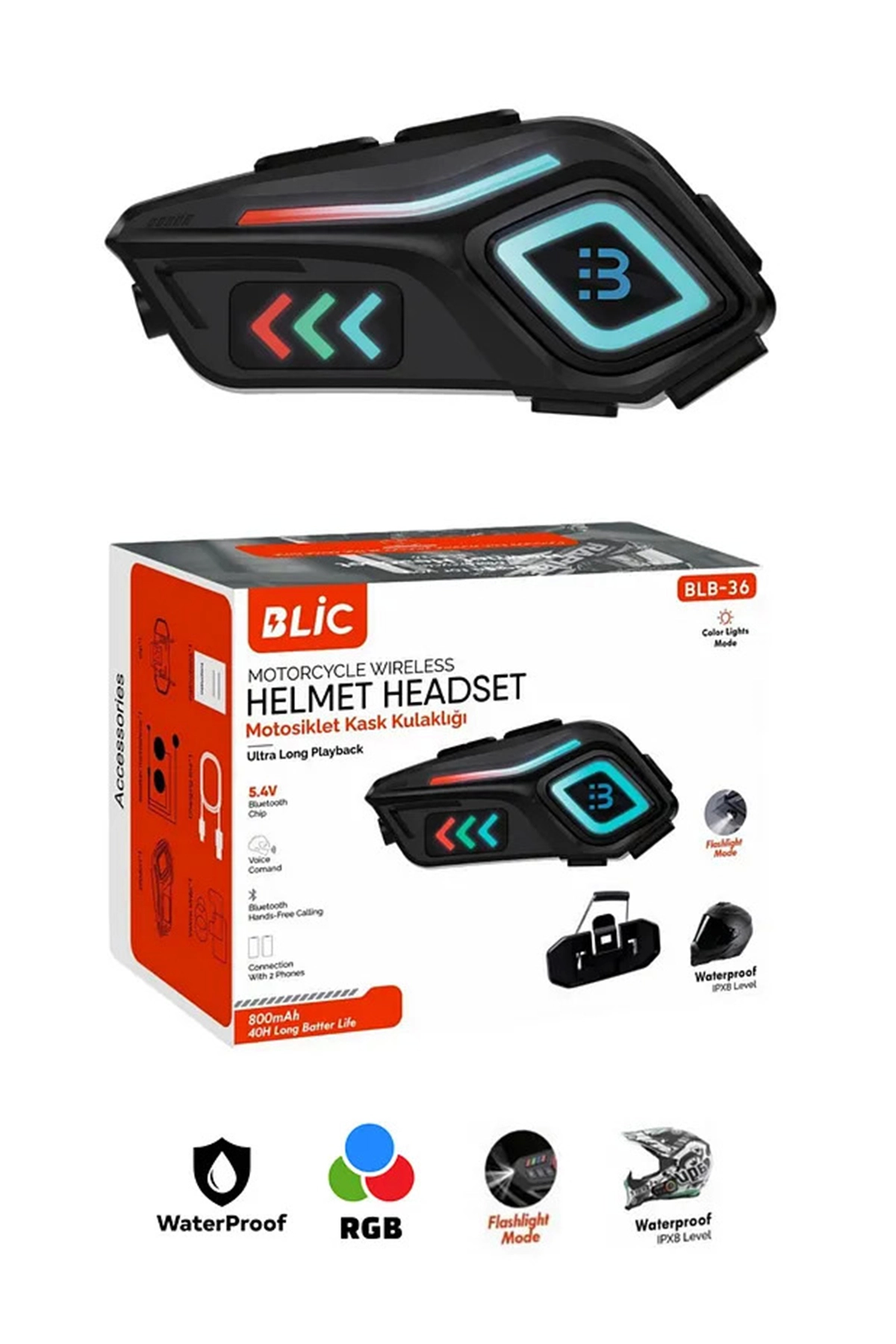 Motor Kask Kulaklık Rgb Modlu Motosiklet Kulaklık Su Geçirmez 5.4 Bluetooth Intercom Blb_36 - Lisinya Motor Kask Kulaklık Rgb Modlu Motosiklet Kulaklık Su Geçirmez 5.4 Bluetooth Intercom Blb_36 - Lisinya