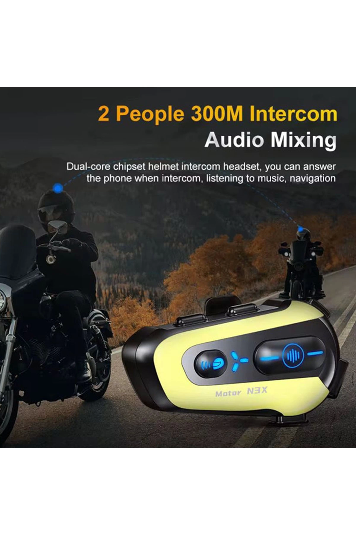 N3x Rgb Işıklı Intercom 3 Kişi Bağlantılı 1000mah Motosiklet Bluetooth Kulaklık Seti - Lisinya
