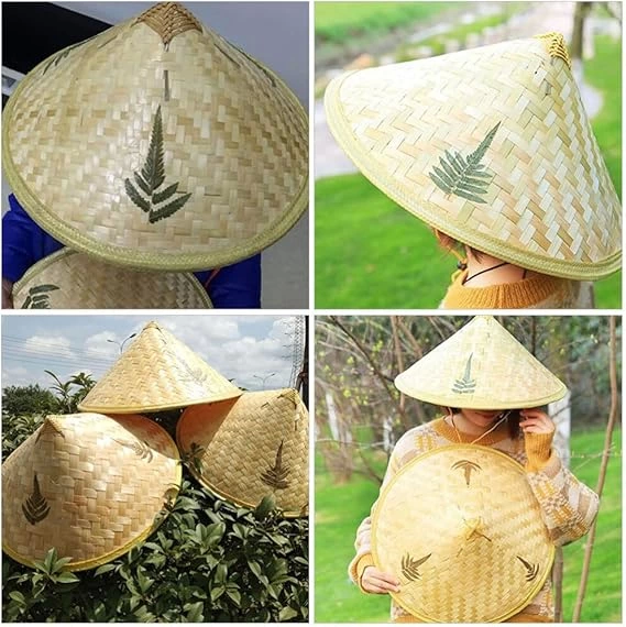 Naturel Renk Cambodia Kamboçyalı Vietnam Şapkası Pvc Hasır - Lisinya