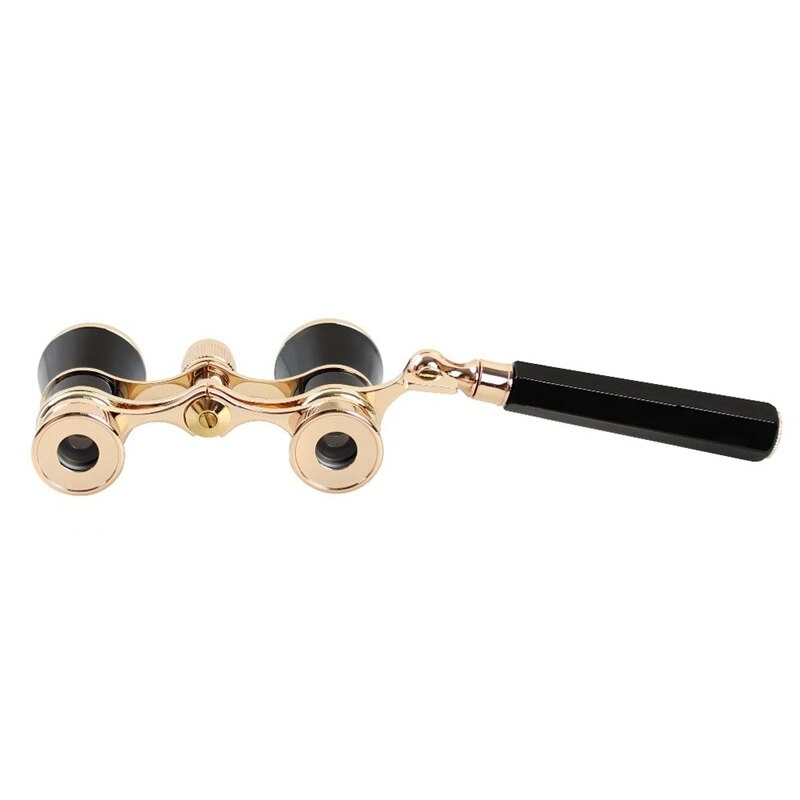 Nefis Işlemeli, Tiyatro / Opera Dürbünü 3x25 Prinç Metal Kaplamalı Retro Siyah - Lisinya